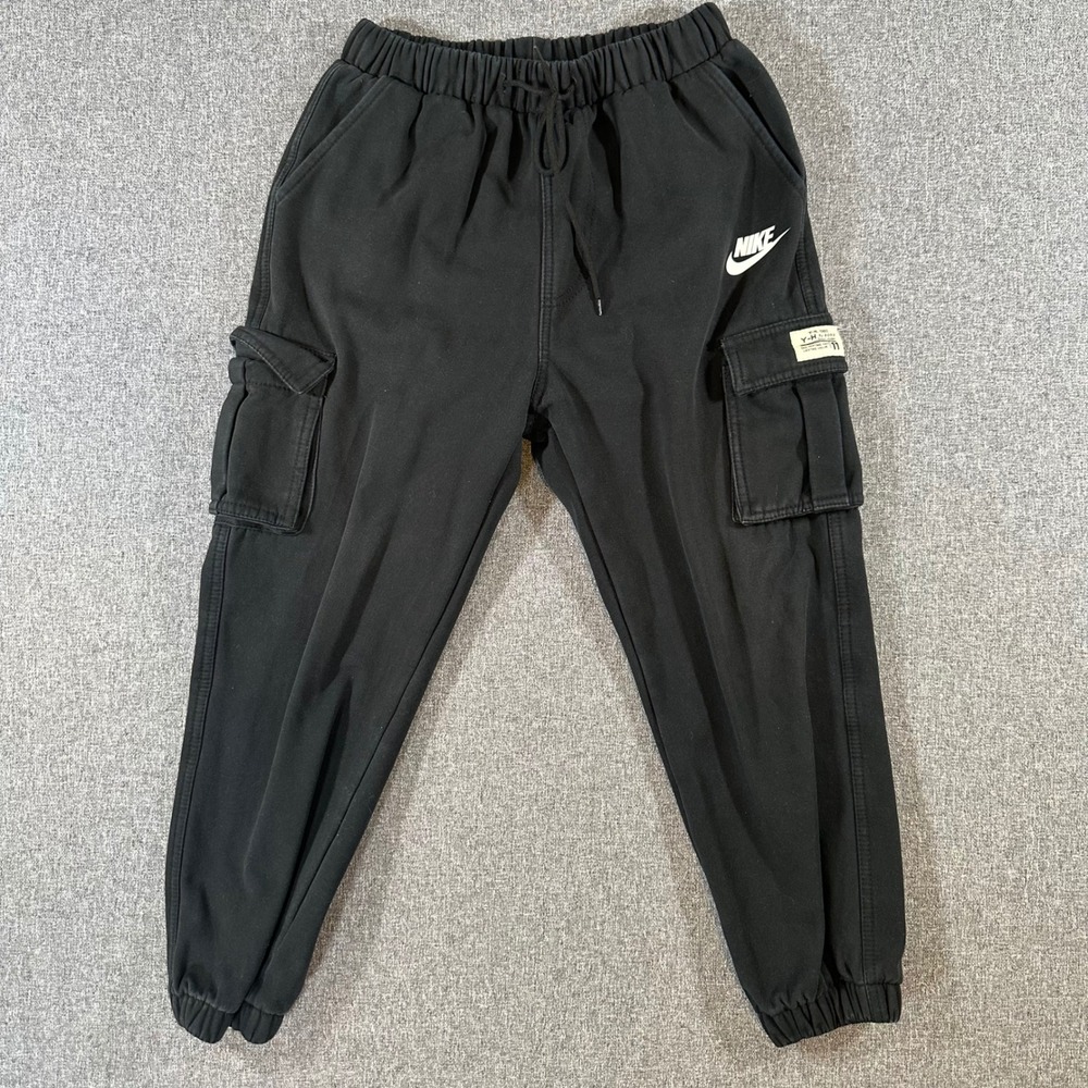 Nike Mens Cargo Sweatpants Joggers Black Cotton Size L Athletic Pants 1323-71